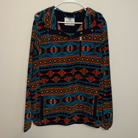 Vintage 90’s Dravus Aztec Pattern Fleece Sweater Outdoorman Streetwear L B2 - Picture 1 of 8